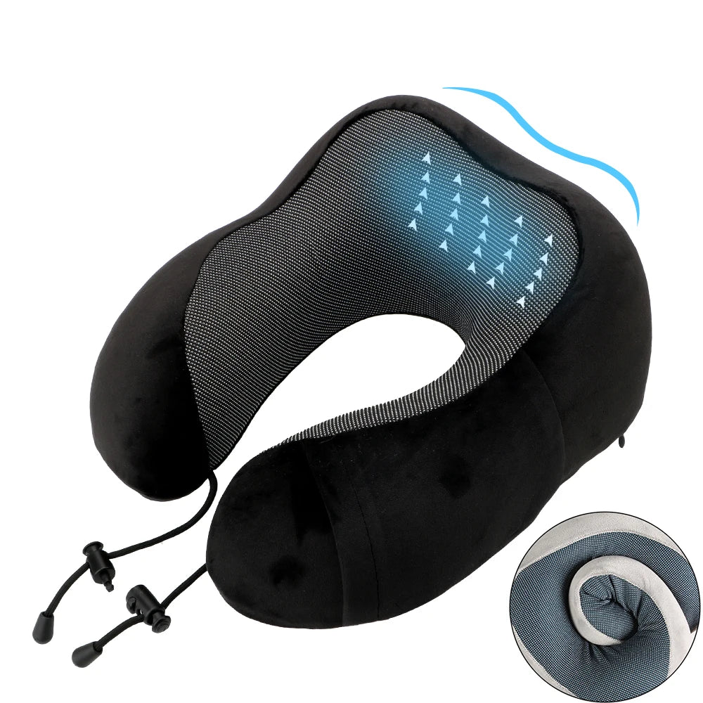 ContourForm Memory Foam Neck Pillow – Ergonomic U-Shaped Travel & Car Headrest Cushion